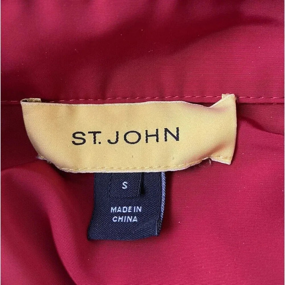 St. John Sport Jacket Raincoat Red Gold Button Double Breasted Small S - Picture 7 of 7